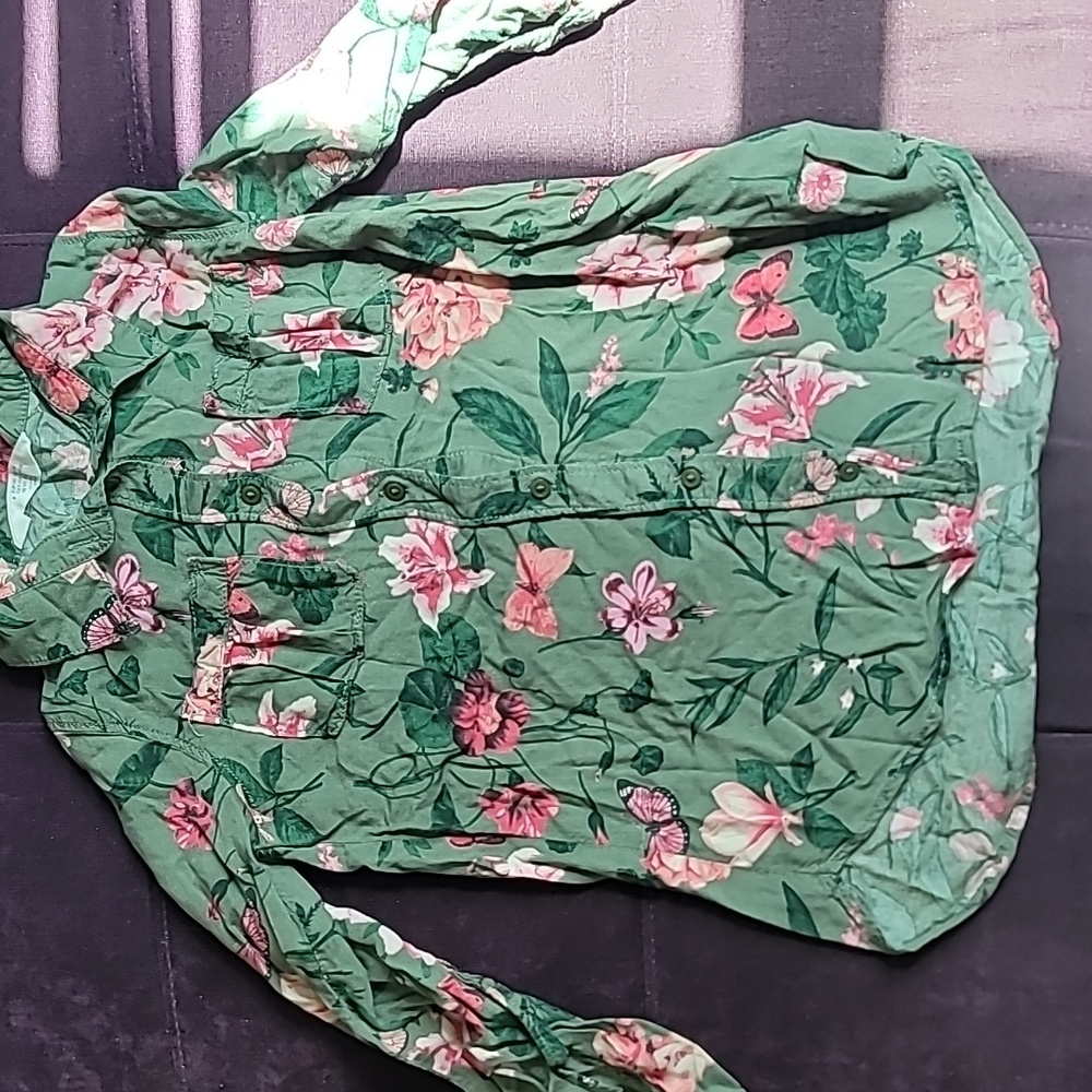 Floral Formal Long Sleeve Button Up Blouse